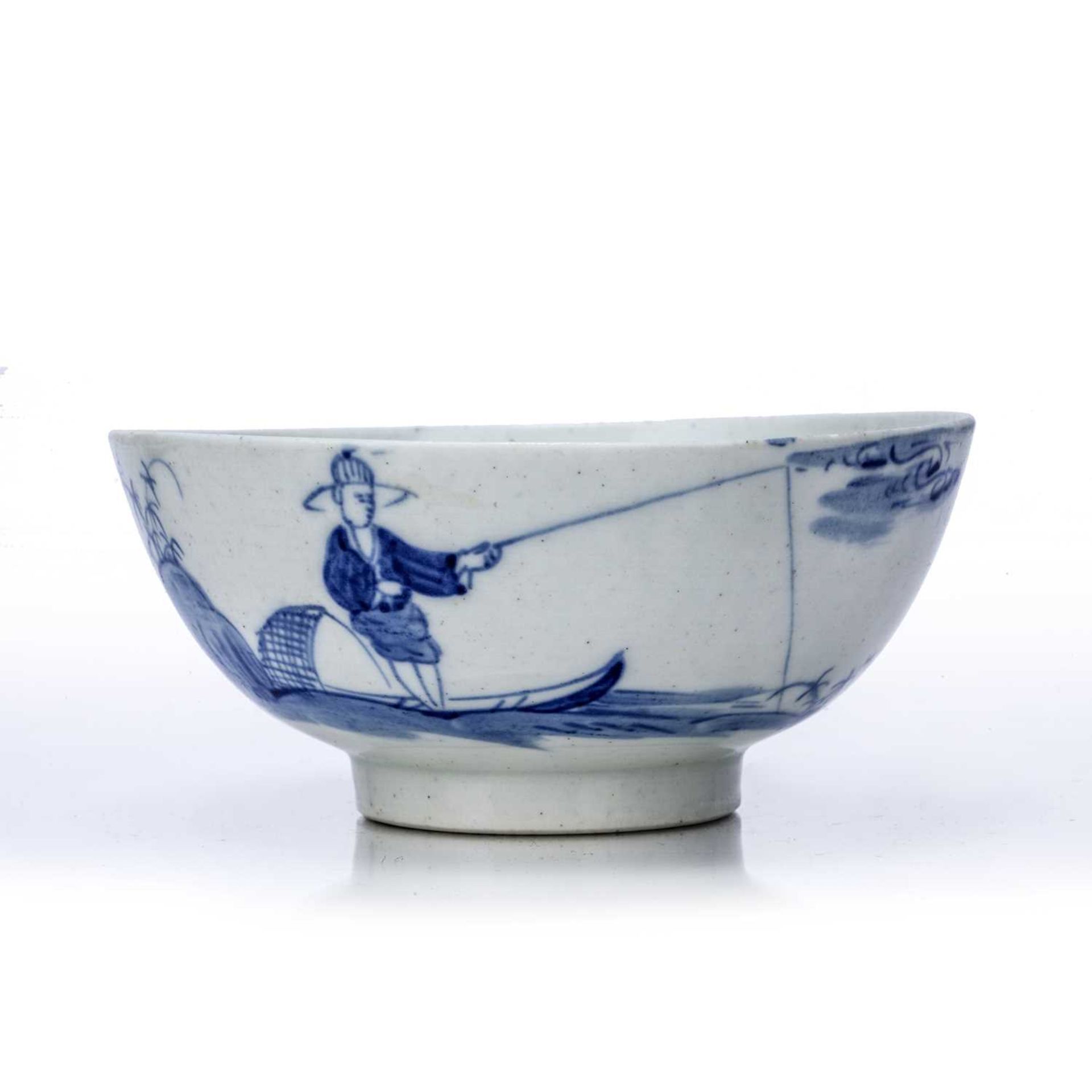 Bow bowl circa 1750-52, decorated with Crossed-Legged Chinaman pattern, 15cm across x 6.5cm high See