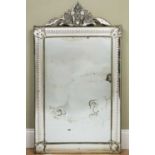 A Venetian-style wall mirror with foliate crest and cut glass mirror slip frame, 72cm wide, 118cm