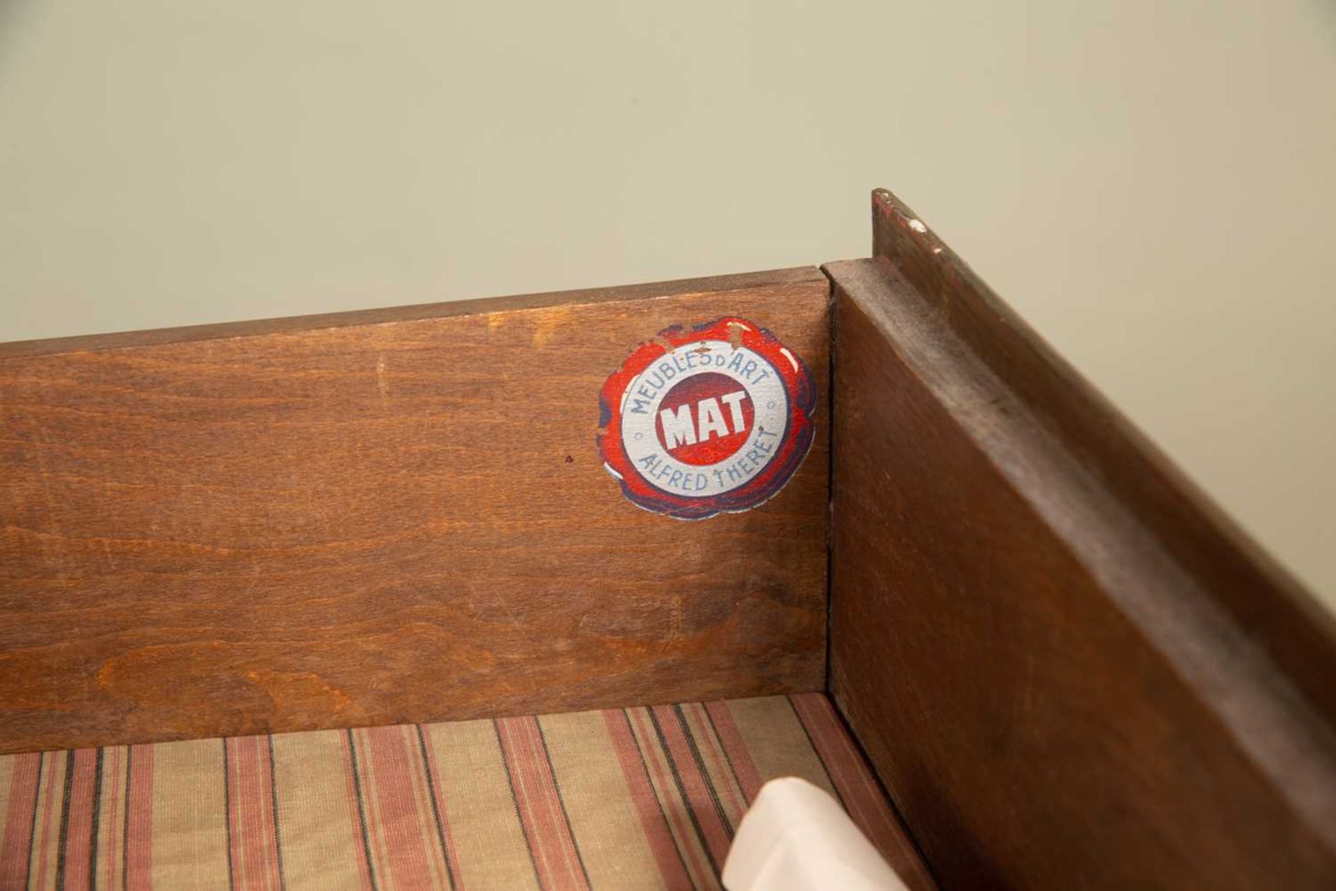 A red ground Jappaned marble-topped hardwood commode, with three drawers, panelled sides and on - Image 6 of 6