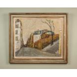 Jean Vinay (1907-1978) street scene in Monmartre, oil on canvas, signed to the lower right,
