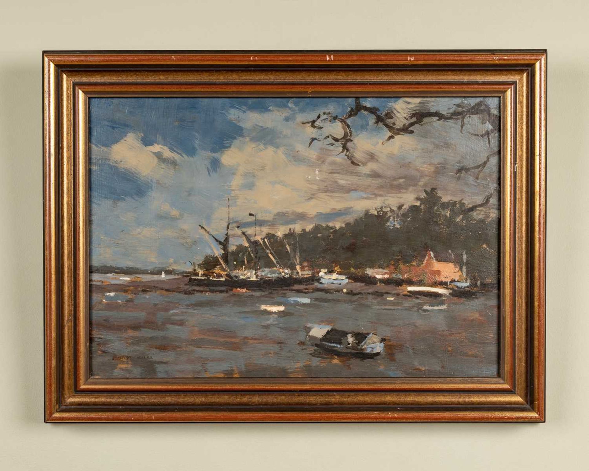 Stanley Miller (b.1948), Pin Mill, oil on board, signed lower left, framed, 27cm x 40cmSome minor - Image 2 of 3