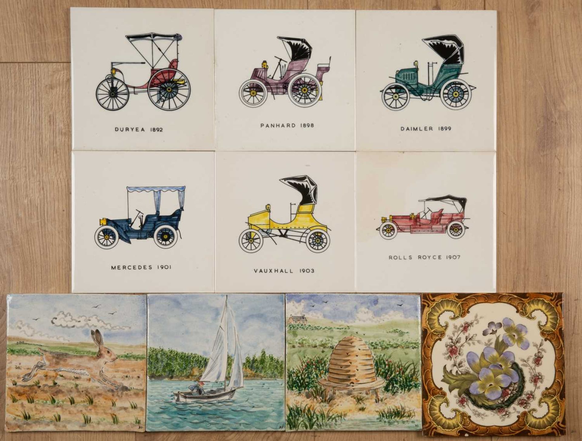 A set of five Victorian Minton six inch tiles by William Wise depicting pastural scenes; together - Image 4 of 5