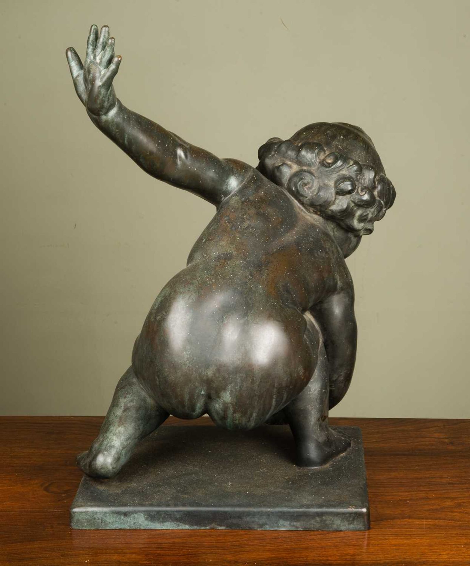 Joseph Josephu (1889-1970) crouching child, bronze, signed and dated 1921, approximately 38cm wide x - Image 4 of 4