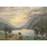 Usborne, 20th century, a highland loch landscape, oil on board, signed to the lower left, framed,