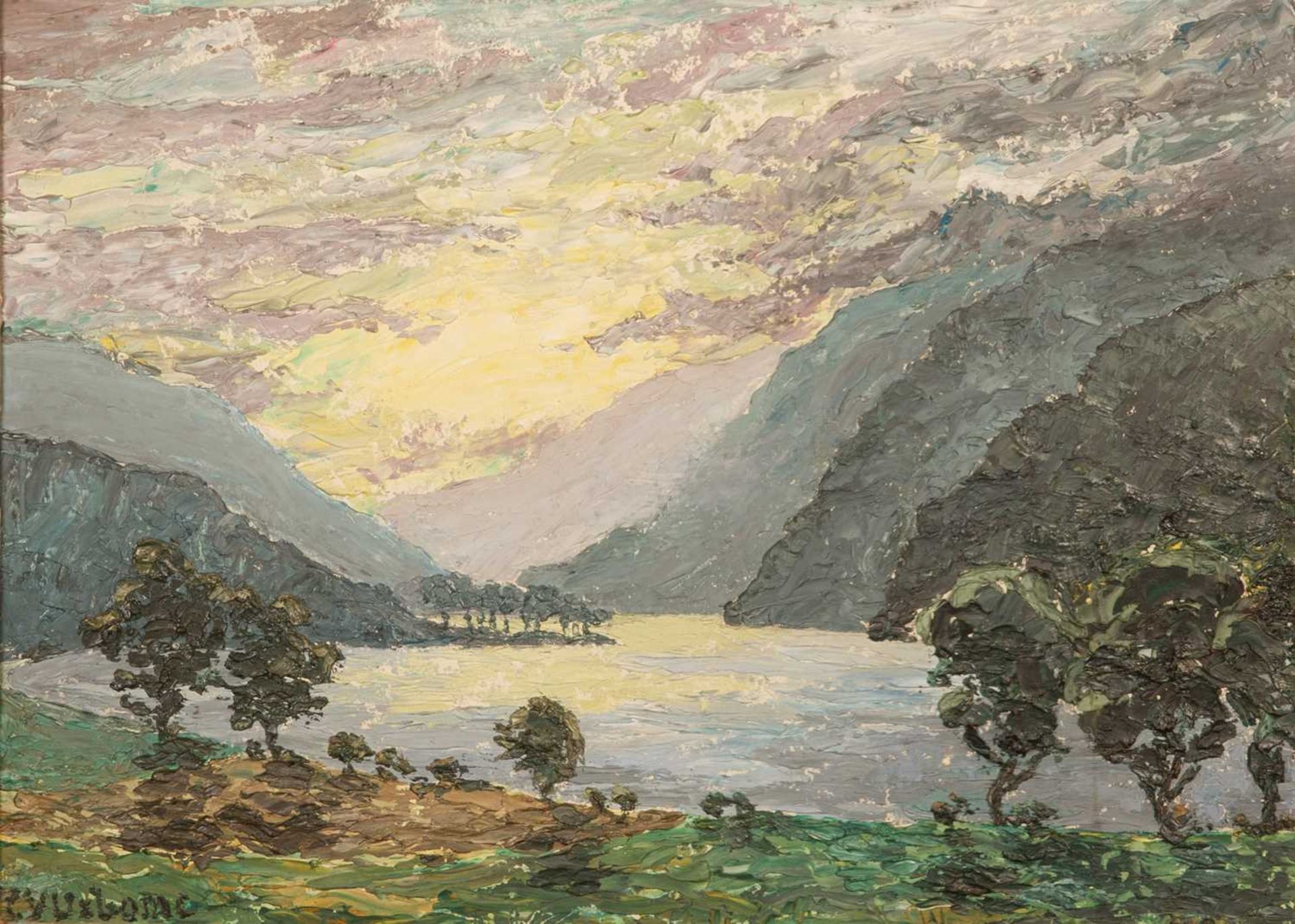 Usborne, 20th century, a highland loch landscape, oil on board, signed to the lower left, framed,