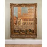 Lord Methuen (1886-1974), Palio, Sienna, oil on canvas, signed to the lower left, framed, 75cm x
