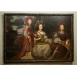 17th century English school, a family portrait Rebecca, James and Charles Selby, oil on canvas,