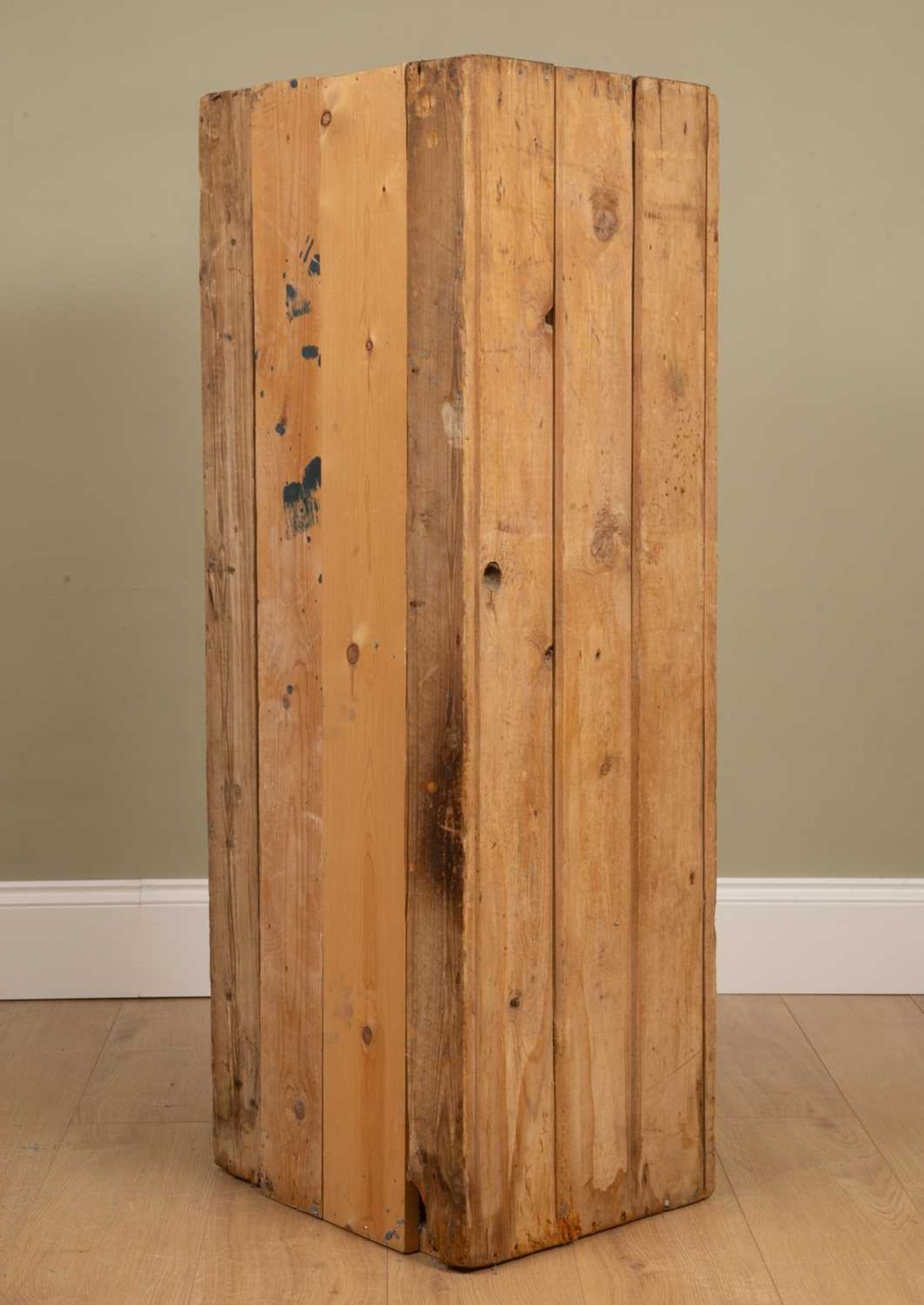 A rustic pine cupboard with iron hinges and lock plate, 44cm wide x 38.5cm deep x 123cm highDents, - Image 3 of 3