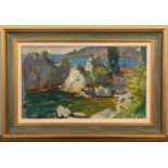 20th century, a country view, oil on board, signed indistinctly and dated ''87' to the lower