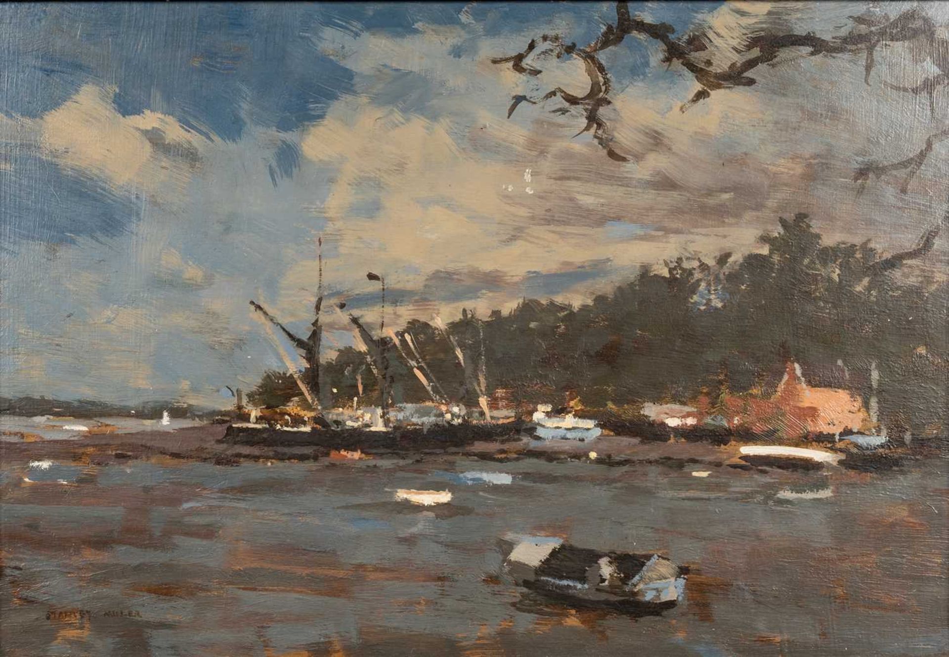 Stanley Miller (b.1948), Pin Mill, oil on board, signed lower left, framed, 27cm x 40cmSome minor