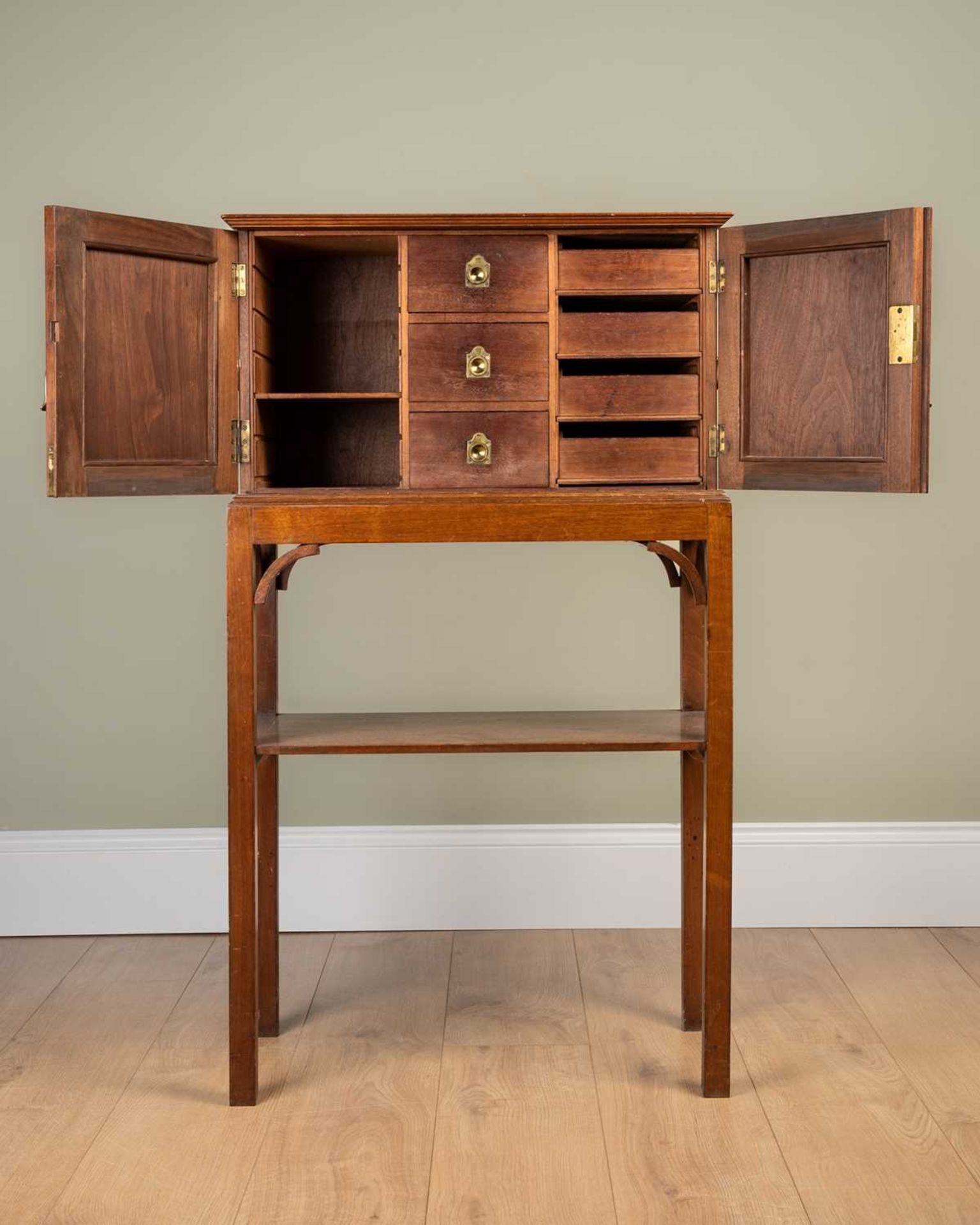 A late 19th / early 20th century mahogany collectors cabinet on stand, with fitted interior, the - Image 2 of 4
