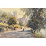John Neale (20th century) 'The Shaded Path, Worcester', oil on board, signed lower right, framed,