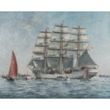 Frank Shipsides (1908-2005) Danish training ship, oil on canvas, signed and dated 1976 lower