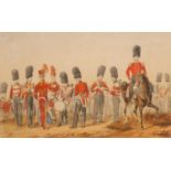 Orlando Norie (1832-1901) Scots fusilier guards circa 1853, watercolour, faint signature lower