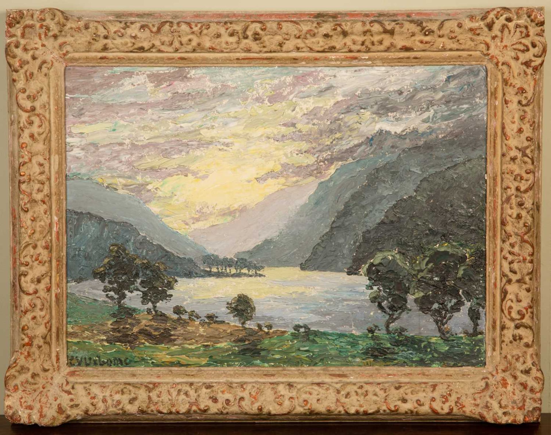 Usborne, 20th century, a highland loch landscape, oil on board, signed to the lower left, framed, - Image 2 of 4