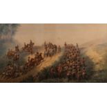 Orlando Norie (1832-1901) Guards and Royal Horse Artillery charge in the Crimea, watercolour, signed