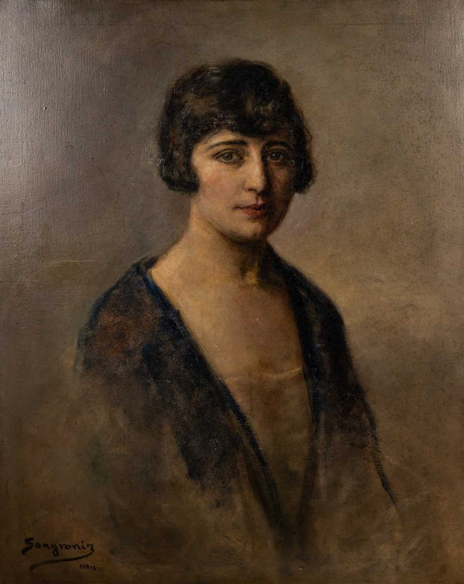 Luis Alberto Sangroniz (1896-1943) Portrait of Daria Payan, daughter Jose Payan, oil on canvas, - Image 2 of 3