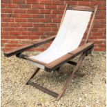 A 20th century wooden framed 'plantsman's style' deck chair with extending armrests, 62cm