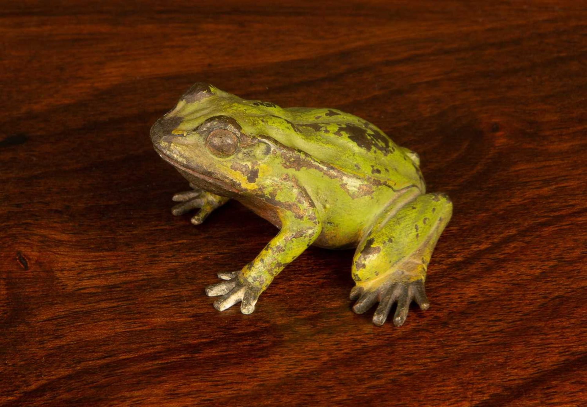 An antique Austrian cold painted bronze frog, 5cm wideLosses and wear to the paintwork overall, - Image 2 of 3