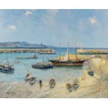Godwin Bennett (1888-1950) Harbour scene, oil on canvas, signed lower left, framed, 49cm x 59.