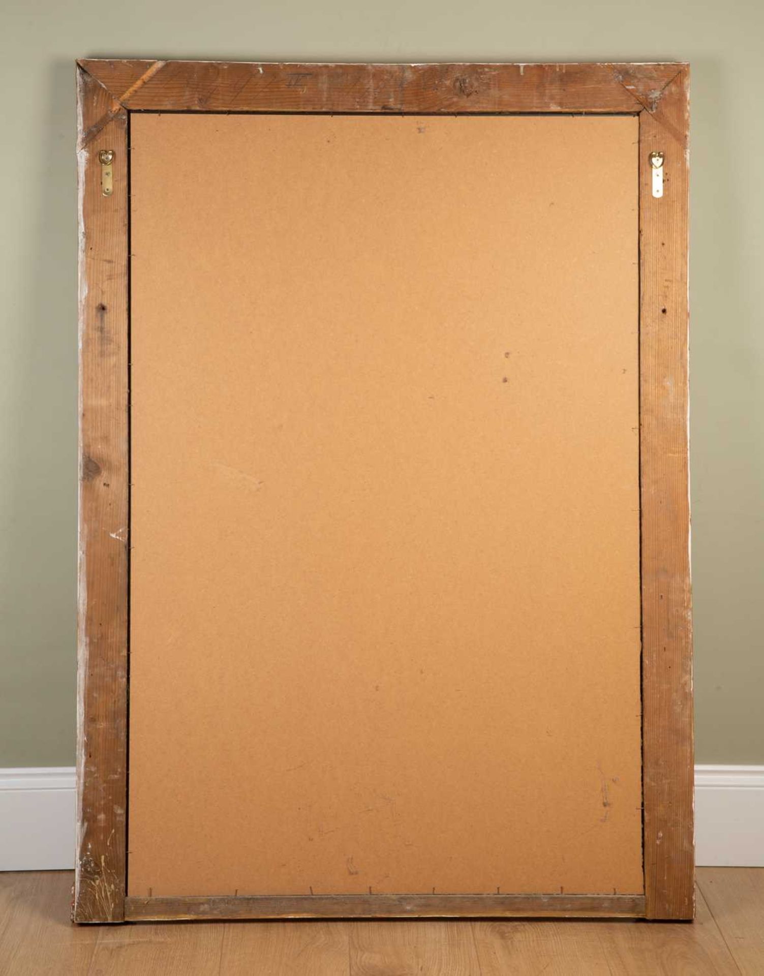 A giltwood framed rectangular over mantle mirror, with egg and dart border, 96.5cm wide, 135.5cm - Image 2 of 2