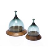 Benny Motzfeldt (1909-1995) for Hadeland Norway cheese or butter domes, wooden bases, with glass