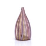 Timothy Harris at Isle of Wight Glass 'Zanfirico' patterned studio glass vase, with original gold