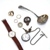 Group of miscellaneous items comprising of: Georgian silver spoon, vintage watches including a