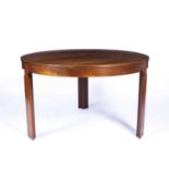 Heals walnut and teak dining table, circa 1970, labelled to the underside, 72cm x 122cmOverall