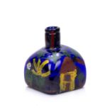 Attributed to Erwin Eisch (1927-2022) studio glass square bottle vase, with handpainted