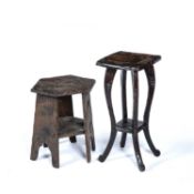 Liberty & Co Two 'Japanese' occasional tables, the hexagonal table is unmarked, 35cm x 45cm, the