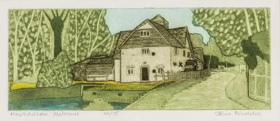 John Brunsdon (1933-2014) 'Mapledurham watermill', etching and aquatint, numbered 42/175, signed and