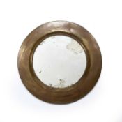 20th Century small brass framed circular mirror, unmarked, 26cm acrossOverall with marks and signs