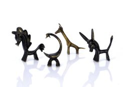 In the manner of Walter Bosse (1904-1979) Austrian bronze models, donkey, 9.5cm high, horse, 10cm