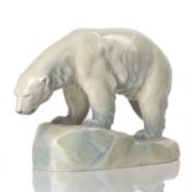 Porsgrund of Norway ceramic model of a polar bear, with circular anchor mark to the base, 17.5cm
