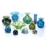 Collection of Mdina and Isle of Wight studio glass comprising of vases, paperweights, shell, etc (