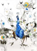 George Butler (Contemporary) 'Peacock', limited edition print, numbered 3/50, dated 2011, initialled