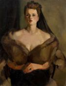 Vivian J Buley (1900-1979) 'Untitled study of a lady', oil on canvas, signed lower right,