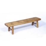 Chinese Yellow wood, low bench or stool, 128cm x 30cm x 30cmOverall wear, some marks, scratches,