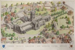 Anthony Ault (1937-2000) 'Cathedral Precinct, Gloucester - With suggested Eastern Approach',