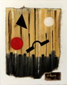 In the manner of Joan Miro (1893-1983) 'Untitled abstract', mixed media, signed 'J. Miro' to panel
