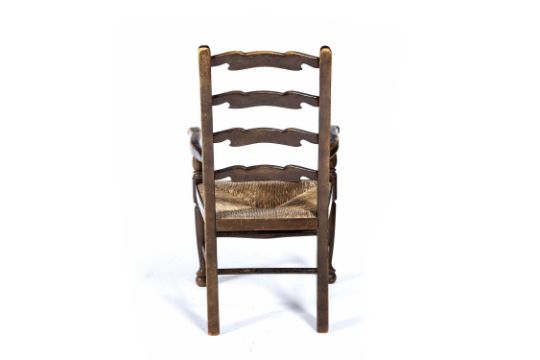 Early 20th Century Oak, ladder back child's chair, with raffia seat, unmarked, 75cm highOverall with - Image 4 of 5