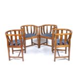 Gordon Russell (1892-1980) set of four tub chairs, oak, with upholstered seats, circa 1930s,