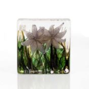 Timothy Harris at Isle of Wight glass 'Blocks and flowers', studio glass paperweight, signed '
