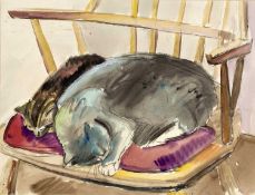 W R (20th Century English School) 'Untitled sleeping cats', watercolour and pencil, initialled lower