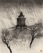 Chiang Yee (1903-1977) 'Burns Monument in Storm', ink and wash study, unframed, 35.5cm x 28.5cm