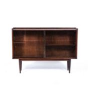 Richard Hornby for Fyne Ladye Afrormosia teak bookcase, with adjustable shelves and sliding glass