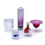 Collection of studio and other glass consisting of: a Karlin Rushbrooke perfume or scent bottle,