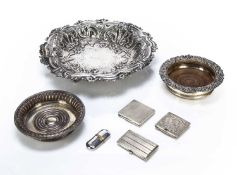 Collection of silver and white metal ware comprising of: a large decorative bowl stamped 800, 34cm