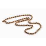 A 9ct gold fancy-link chain, of hollow ropetwist design, length 47.5cmAreas of patchy staining and